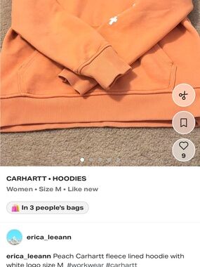 Carhartt Peach Pullover Hoodie with White Logo